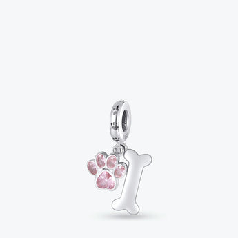 Sterling silver berlock med hundben och rosa tass