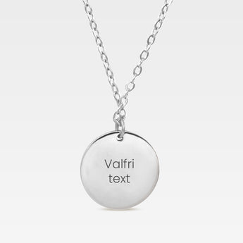 Halsband med rund silver berlock för personlig gravyr