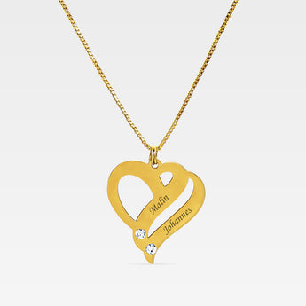 Halsband hjärtformad med 2 namn
