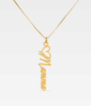 Mamma halsband med hjärta i guld färg