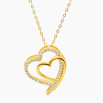 Silverhalsband med guldplätering. 2 hjärtan