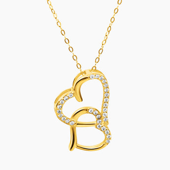 Silverhalsband med guldplätering. 2 hjärtan