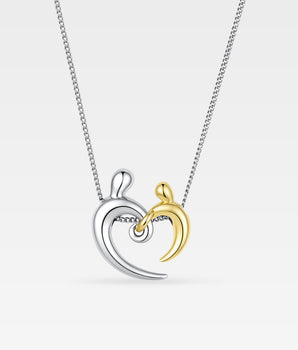 Silverhalsband, mor & barn