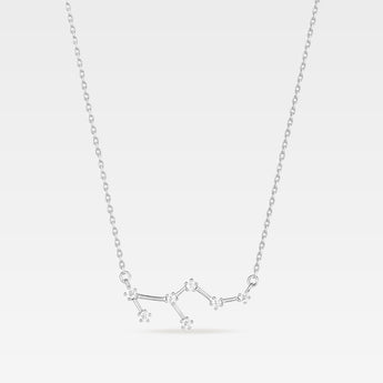 Silverhalsband med stjärnbilden lejon i 925 sterling silver och zirkonia