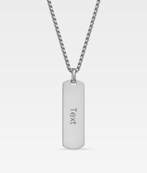 Graverbart halsband i rostfritt stål med rektangulärt tag-hänge och kedja