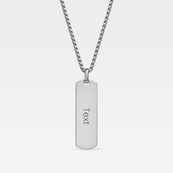 Graverbart halsband i rostfritt stål med rektangulärt tag-hänge och kedja