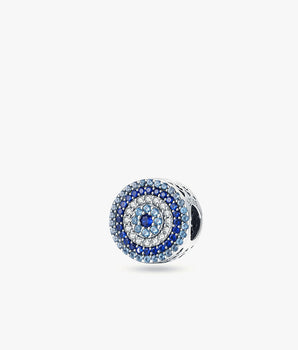 Onda ögat - Evil eye berlock rondell tillverkad i sterling silver och med Zirkonia stenar.